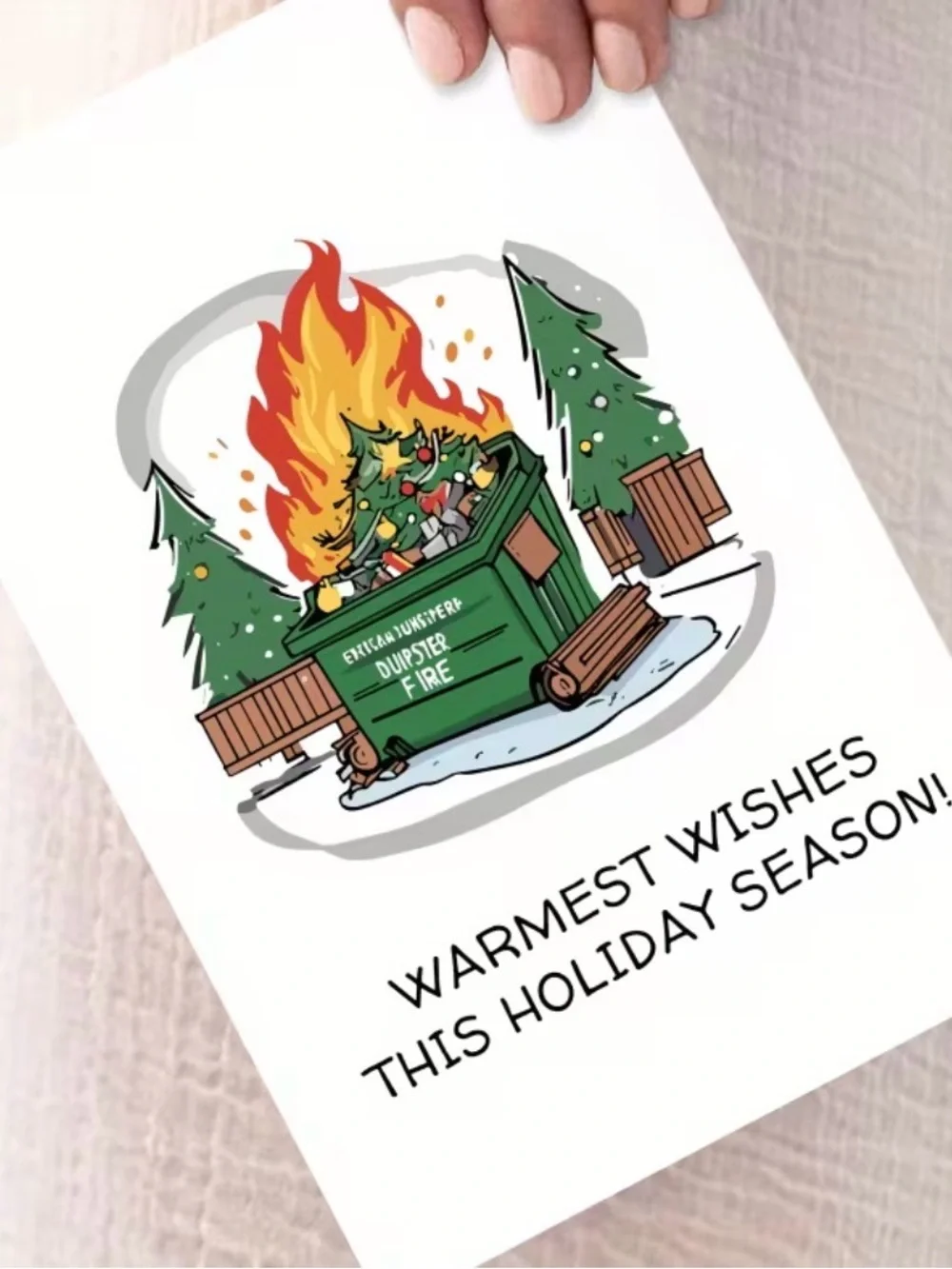 Holiday Dumpster Fire Greeting Card